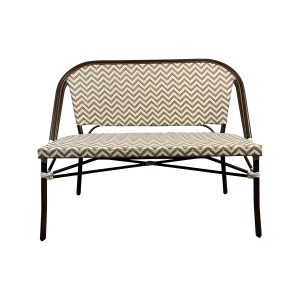 Super-Seat | The Vicktor vintage wooden black metal school chair | Structure en métal noir, pieds en bois, assise et tapis en chevron marron et blanc. | Mobilier de restauration