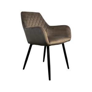 Super-Seat | Vicktor vintage wooden black metal school chair | Tissu marron, métal noir, détails en bois, dossier incliné. | Mobilier de restauration