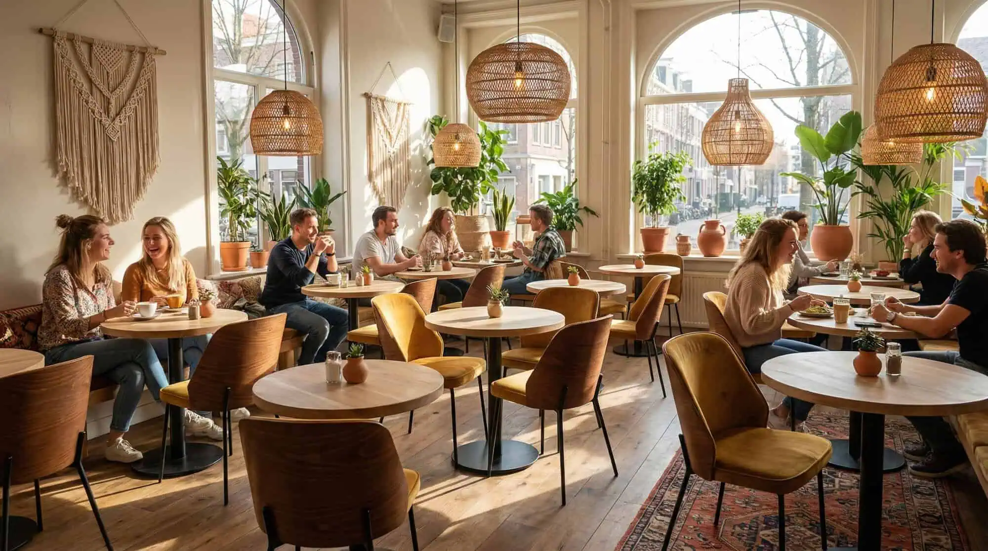 New York chaises design en bois avec revêtement en velours ocre