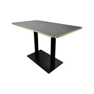 Super-Seat | Table rectangulaire avec plateau foncé, bord doré, pieds noirs sur base rectangulaire Table sombre avec bord doré et pieds noirs. | Mobilier de restauration