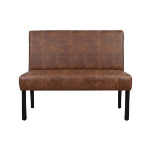 Super-Seat | Chaises d'accueil Lisa Rome | Chaises en simili-cuir brun cognac avec tapis haut et pieds en métal noir, design moderne et robuste. | Mobilier de restauration