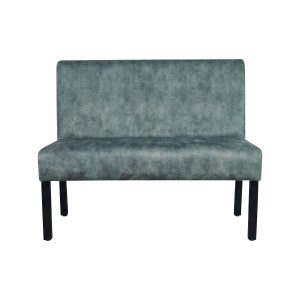 Super-Seat | Vous allez trouver des chaises, des tables, des tabourets de bar, des tables de pique-nique et d'autres types de tables et de chaises | Banc moderne avec dossier droit, tissu mélangé gris et pieds noirs, sur fond blanc. | Mobilier de restauration